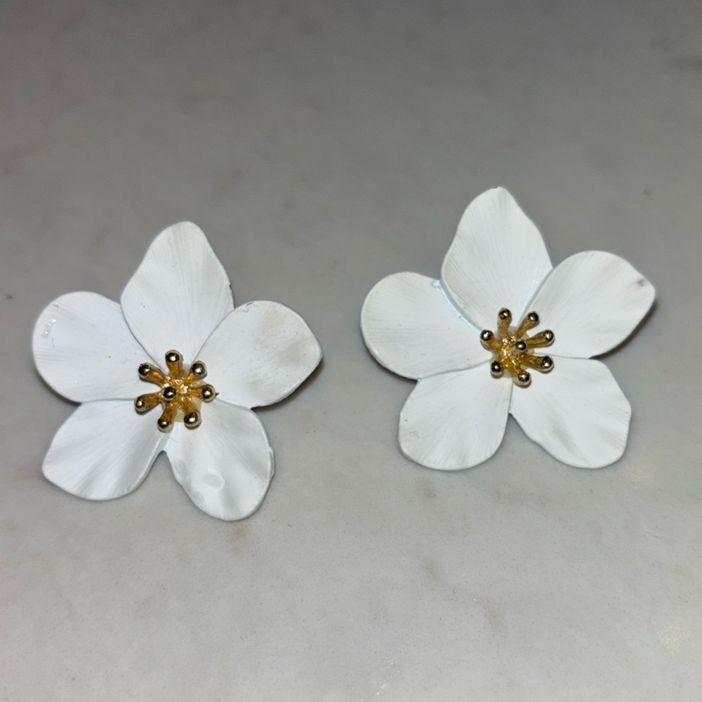 White Flower Earrings